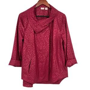 Chico's Zenergy Jacket Size 2 LARGE 14/16 Magenta Coat Blouse Shirt Top Winter